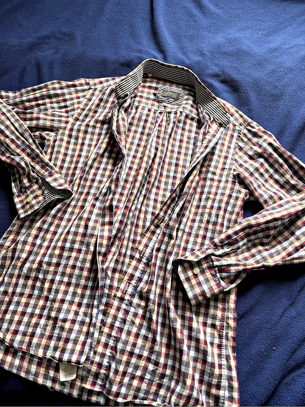 Mirto Plaid Cotton Button Down Shirt Size Medium Like New